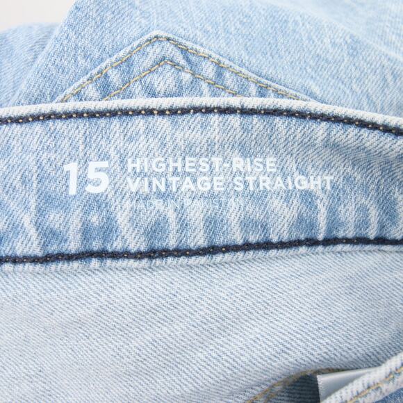 Arizona Jeans Light Wash Blue Distressed Raw Hem High Rise Vintage Straight 15 - Picture 12 of 14